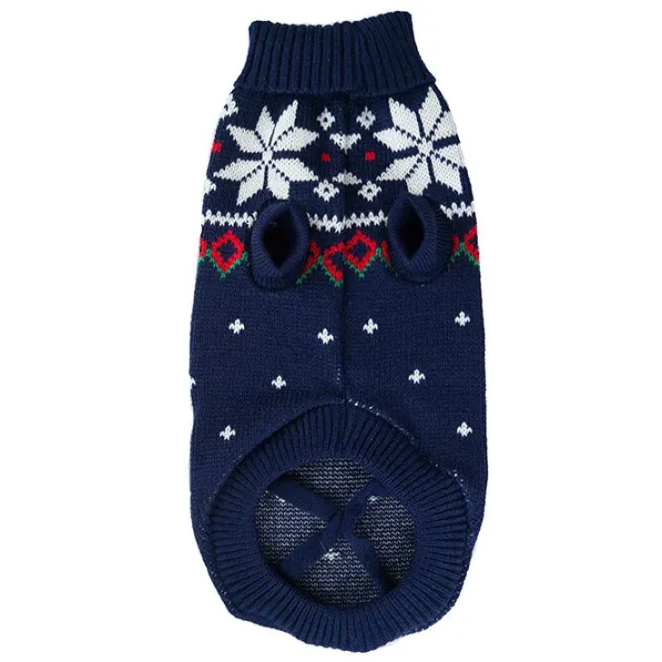 Marineblå vintersweater med snefnug