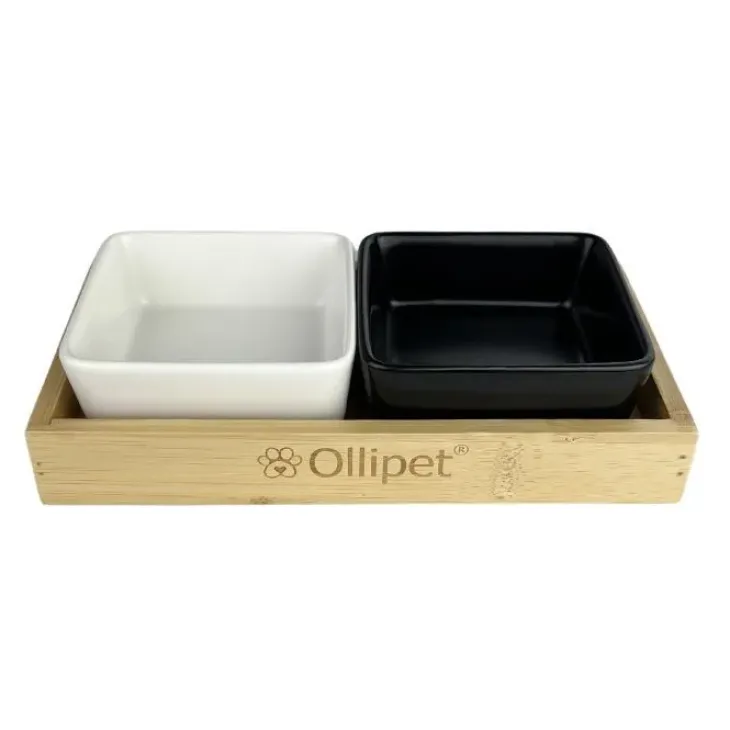 Ollipet firkantet Mini bambusholder | dobbelt OUTLET